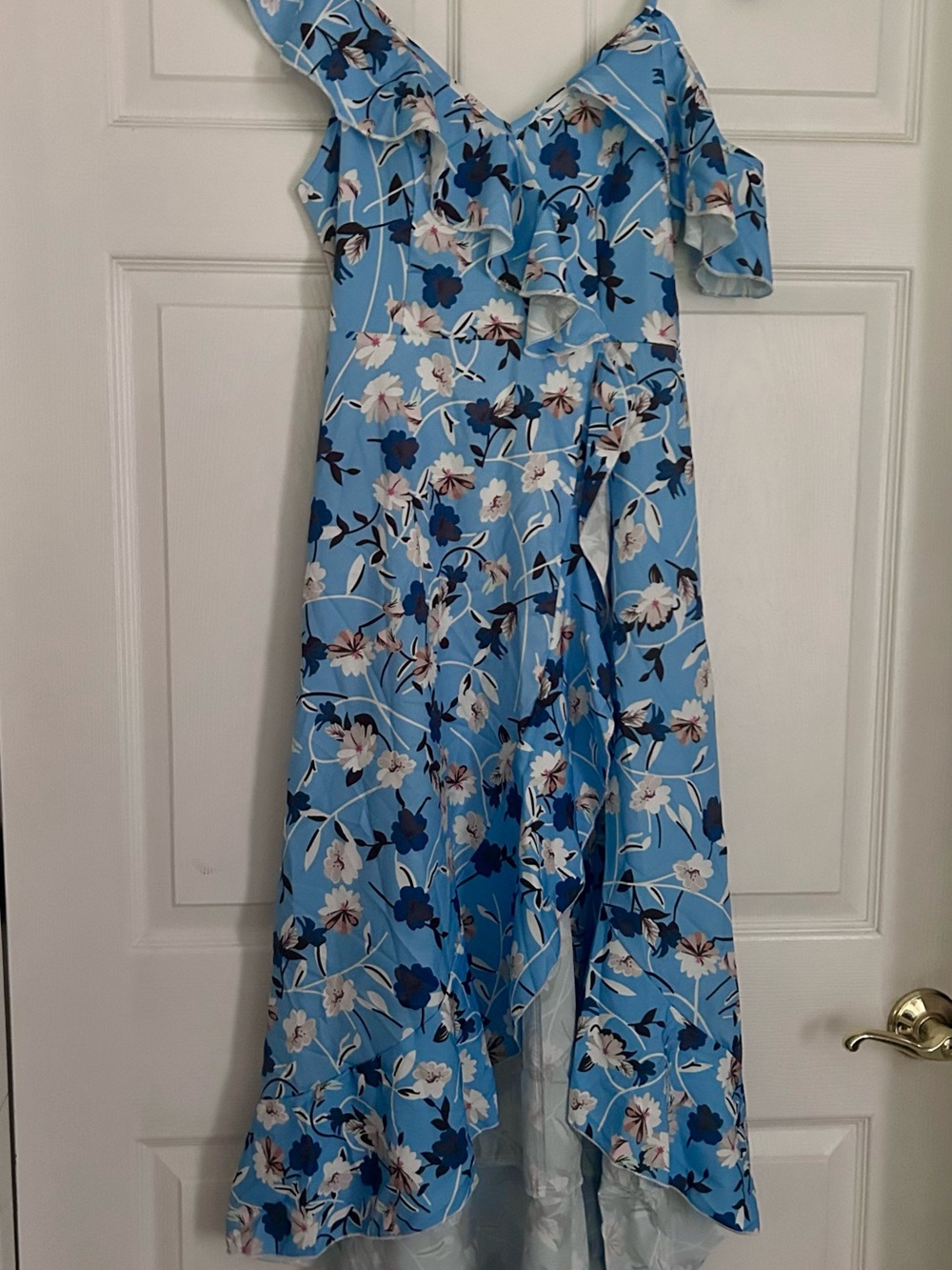 Floral Asymmetrical Ruffle Midi Dress